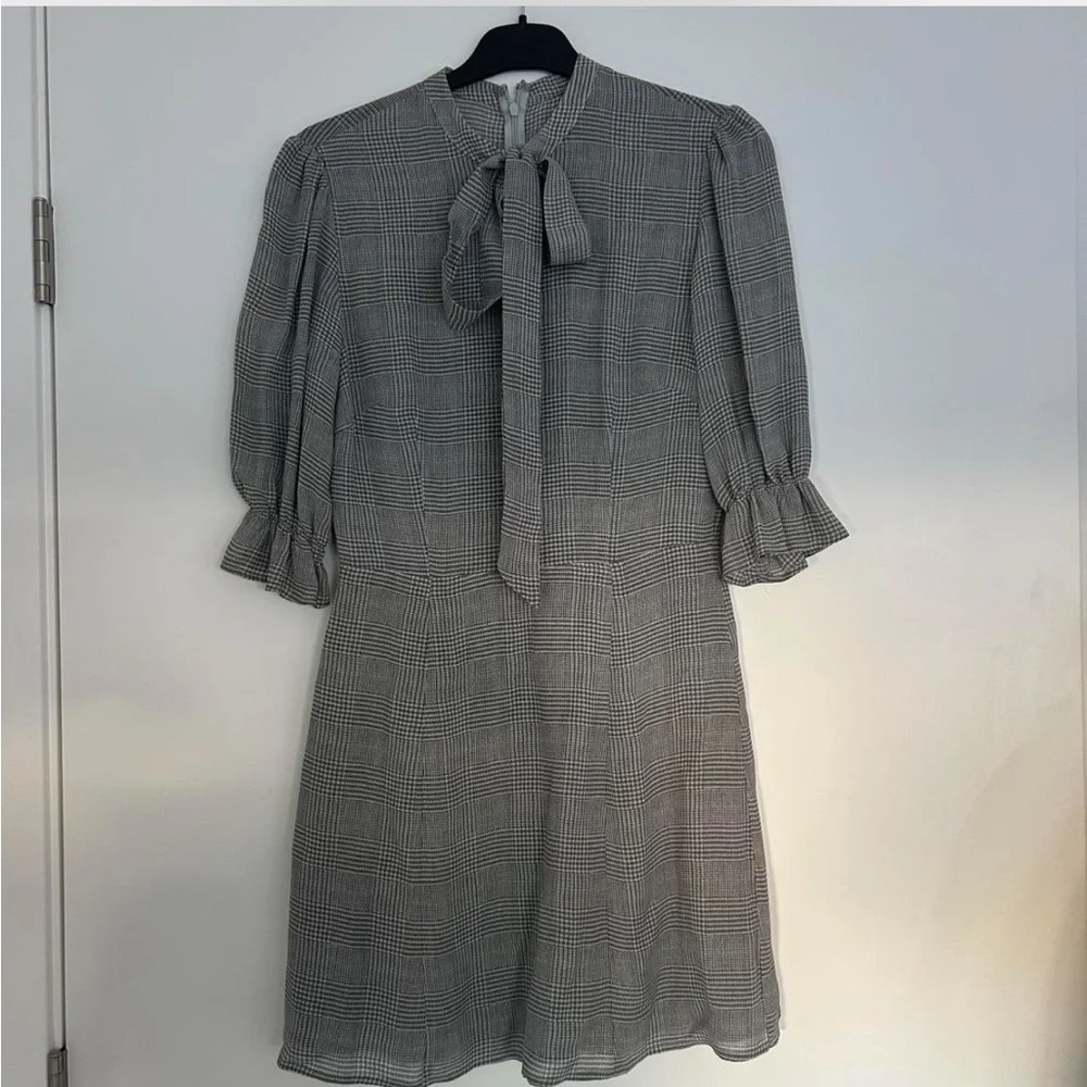 Reformation Black and White Plaid Long Sleeve Dress - Picture 1 of 2